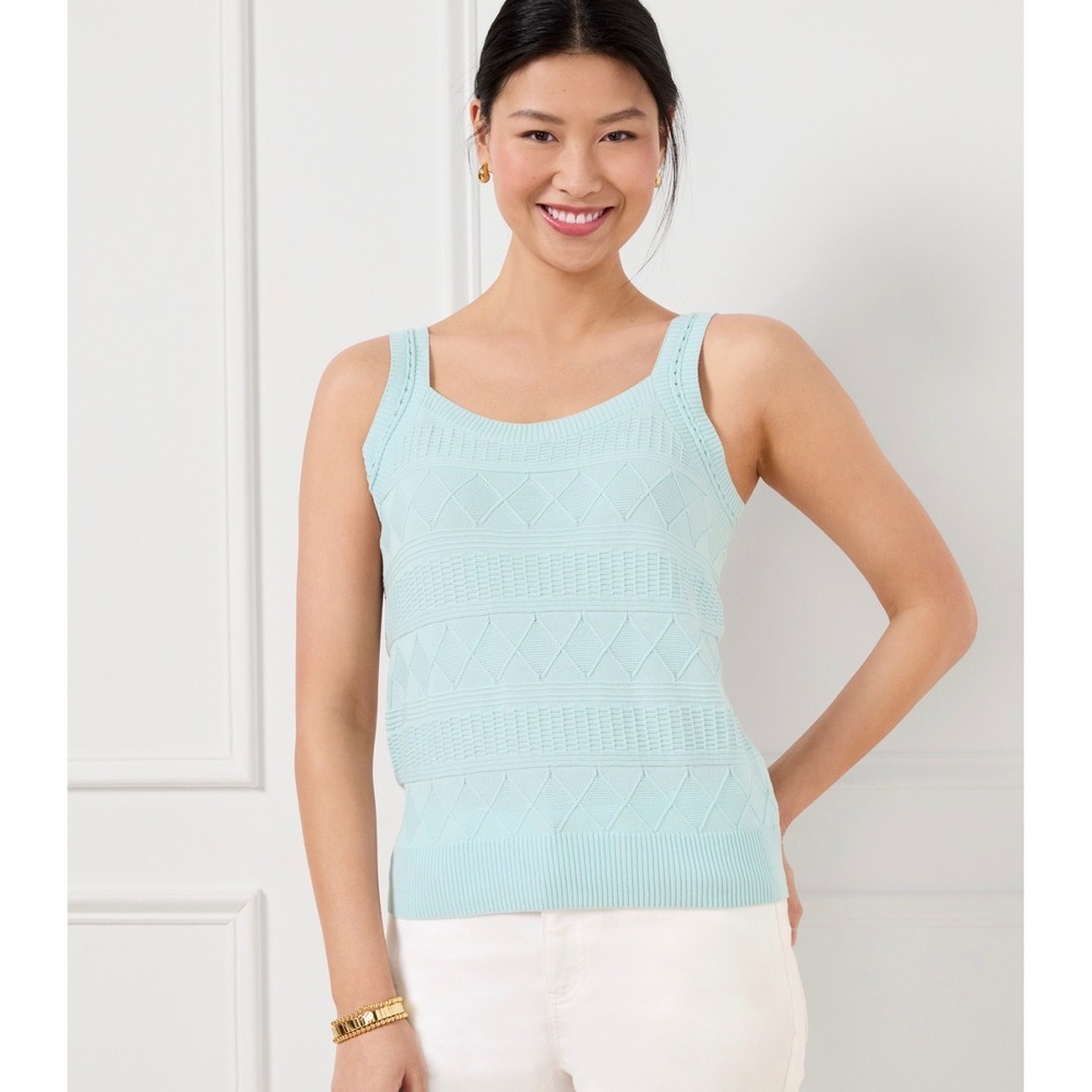 Talbots Women's Blue Lace Pointelle Top XL